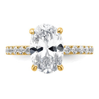 14k 3 1/2ct Cert Lab Grown Diamond VS/SI+ G+ Oval Comp Solitaire Eng Ring
