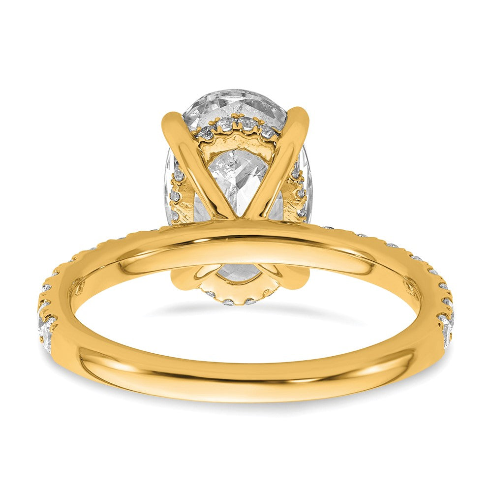14k 3 1/2ct Cert Lab Grown Diamond VS/SI+ G+ Oval Comp Solitaire Eng Ring