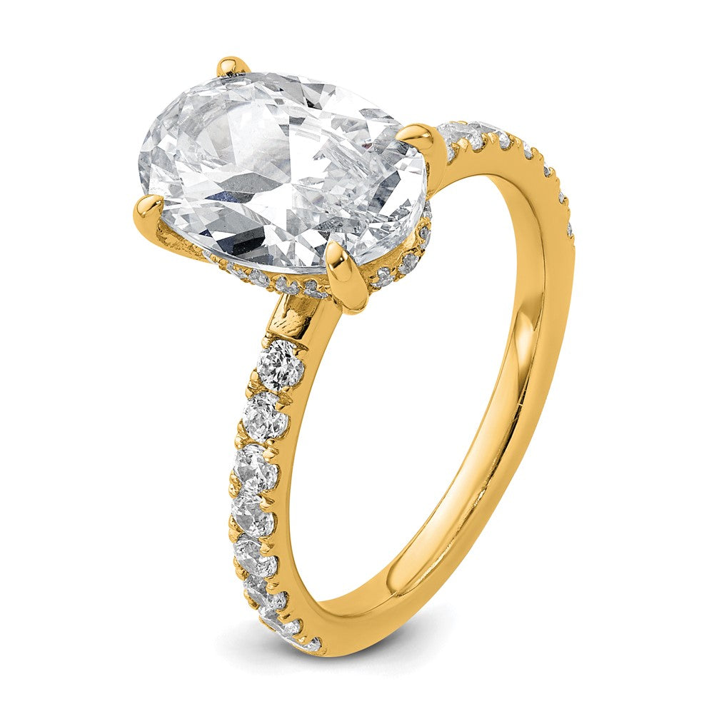 14k 3 1/2ct Cert Lab Grown Diamond VS/SI+ G+ Oval Comp Solitaire Eng Ring