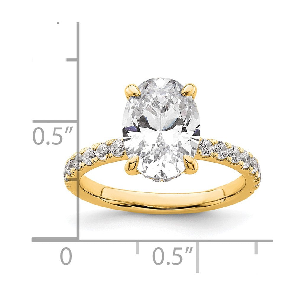 14k 3 1/2ct Cert Lab Grown Diamond VS/SI+ G+ Oval Comp Solitaire Eng Ring