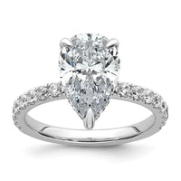 14kw 3 1/2ct Cert Lab Grown Diamond VS+ F+ Pear Comp Solitaire Eng Ring
