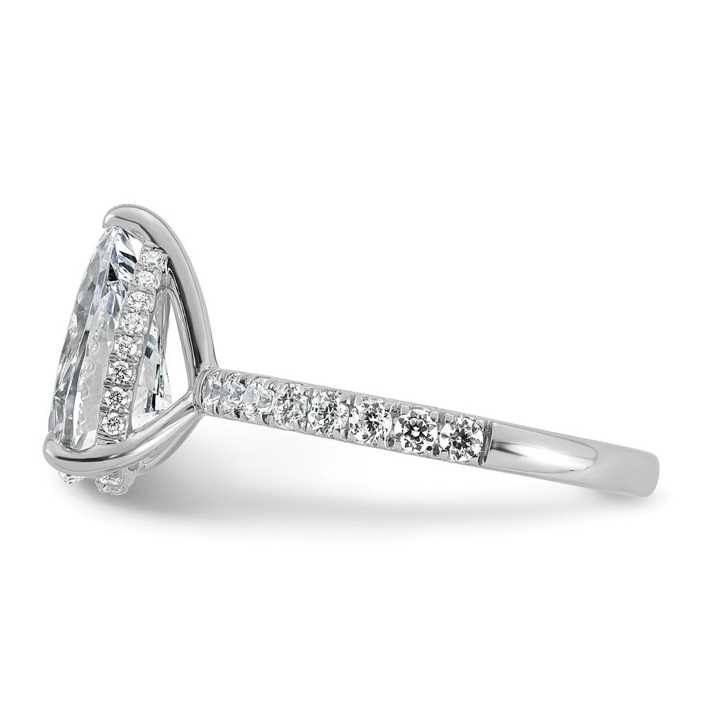 14kw 3 1/2ct Cert Lab Grown Diamond VS+ F+ Pear Comp Solitaire Eng Ring