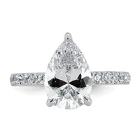 14kw 3 1/2ct Cert Lab Grown Diamond VS+ F+ Pear Comp Solitaire Eng Ring