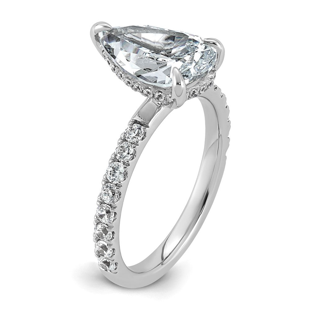 14kw 3 1/2ct Cert Lab Grown Diamond VS/SI+ G+ Pear Comp Solitaire Eng Ring
