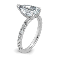 14kw 3 1/2ct Cert Lab Grown Diamond VS+ F+ Pear Comp Solitaire Eng Ring