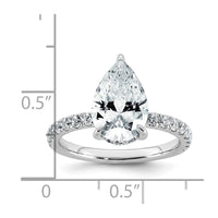 14kw 3 1/2ct Cert Lab Grown Diamond VS/SI+ G+ Pear Comp Solitaire Eng Ring
