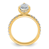 14k 3 1/2ct Cert Lab Grown Diamond VS+ F+ Pear Comp Solitaire Eng Ring