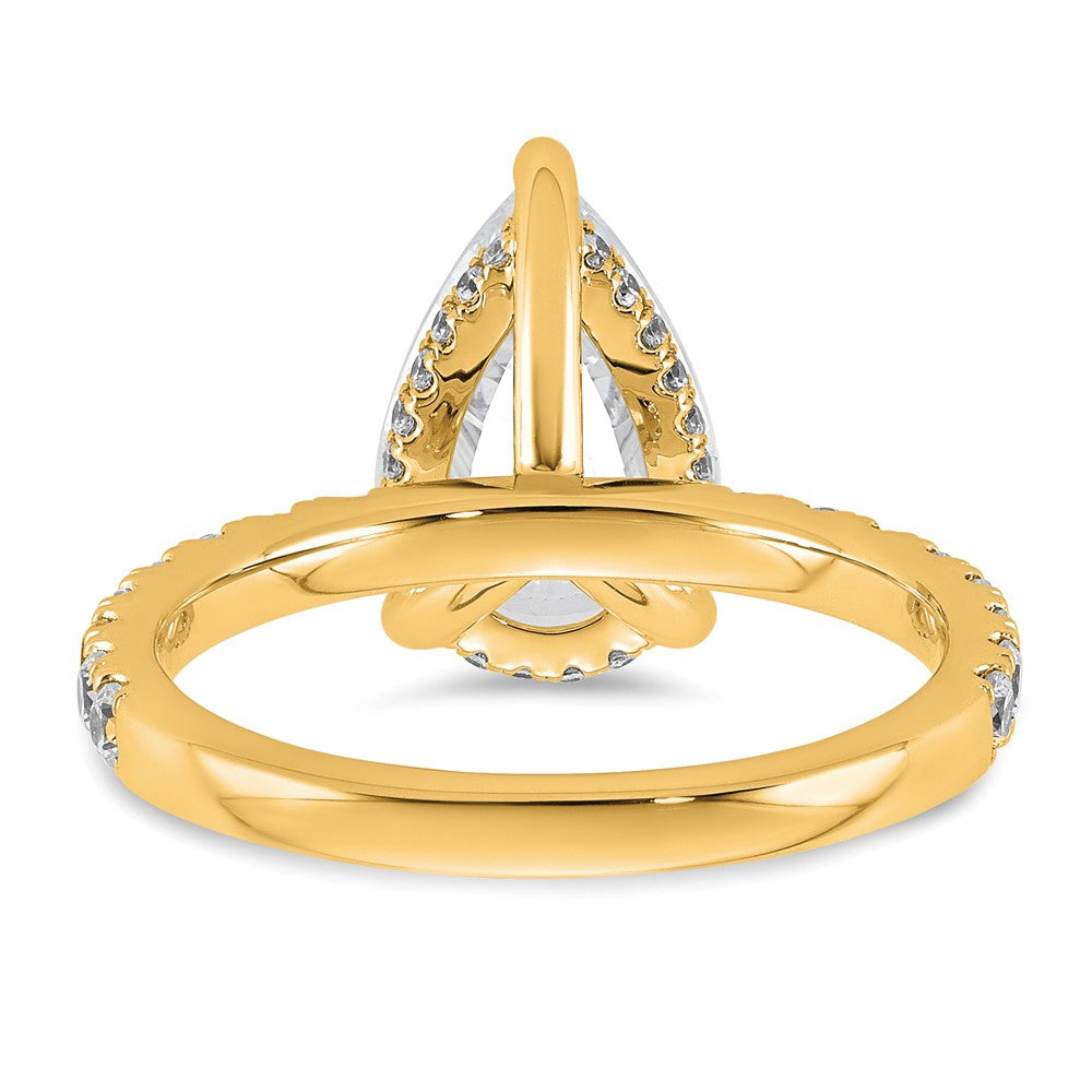 14k 3 1/2ct Cert Lab Grown Diamond VS+ F+ Pear Comp Solitaire Eng Ring