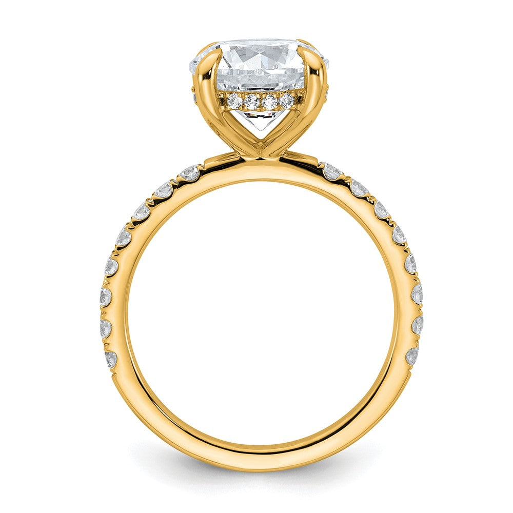 14k 3 1/2ct Cert Lab Grown Dia VS/SI+ G+ Round Comp Solitaire Eng Ring