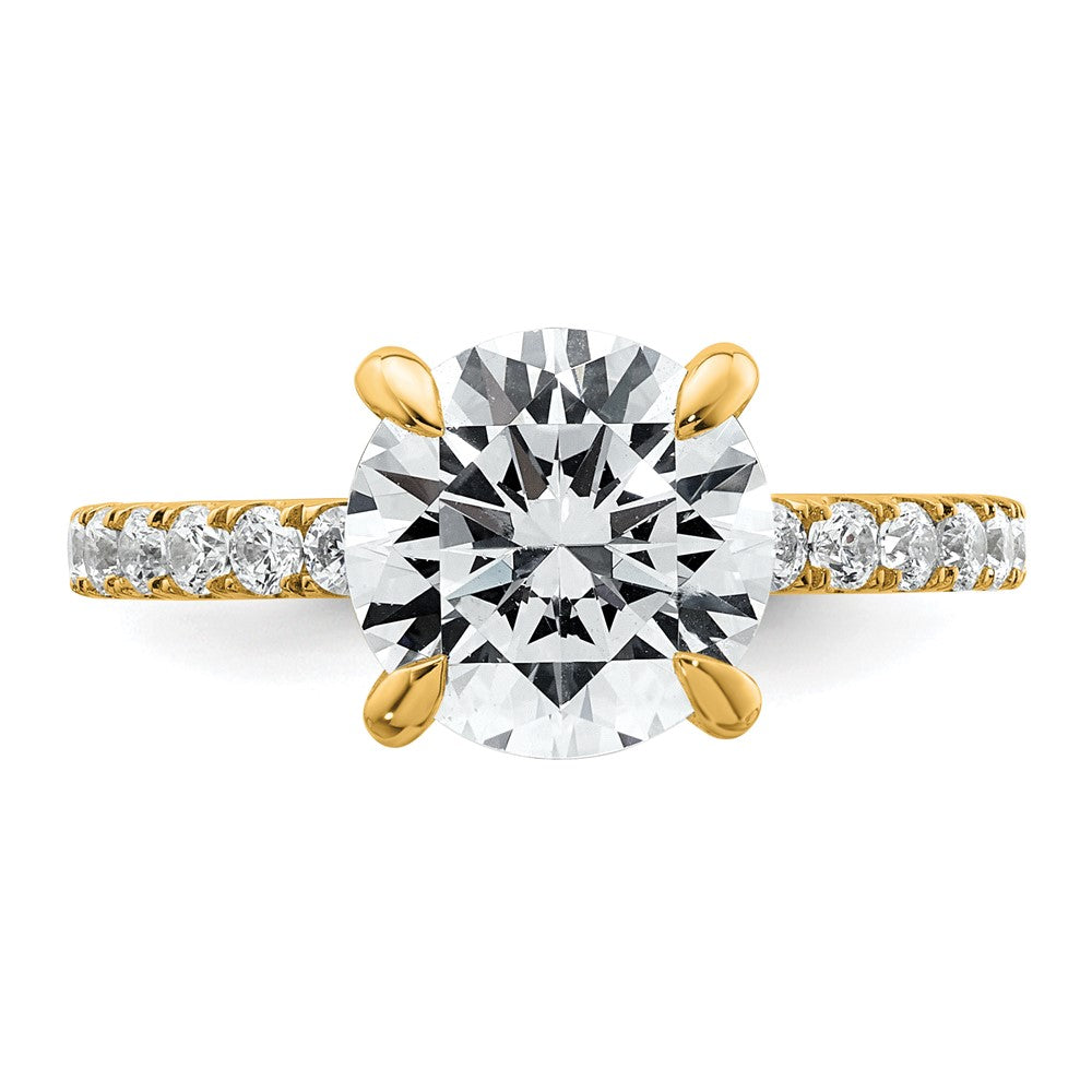 14k 3 1/2ct Cert Lab Grown Dia VS/SI+ G+ Round Comp Solitaire Eng Ring