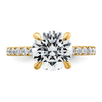14k 3 1/2ct Cert Lab Grown Dia VS/SI+ G+ Round Comp Solitaire Eng Ring