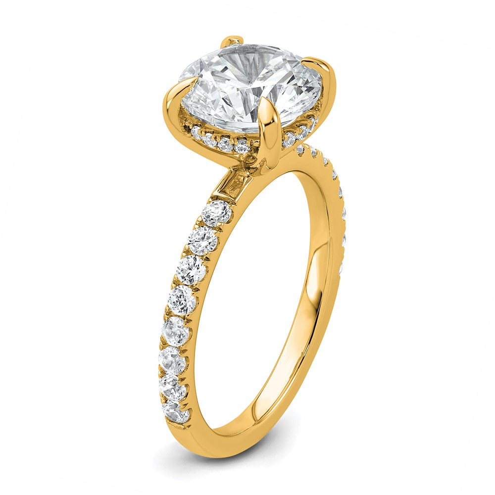 14k 3 1/2ct Cert Lab Grown Dia VS/SI+ G+ Round Comp Solitaire Eng Ring