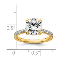 14k 3 1/2ct Cert Lab Grown Dia VS/SI+ G+ Round Comp Solitaire Eng Ring