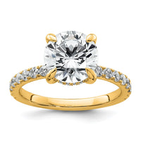 14k 3 1/2ct Cert Lab Grown Dia VS/SI+ G+ Round Comp Solitaire Eng Ring
