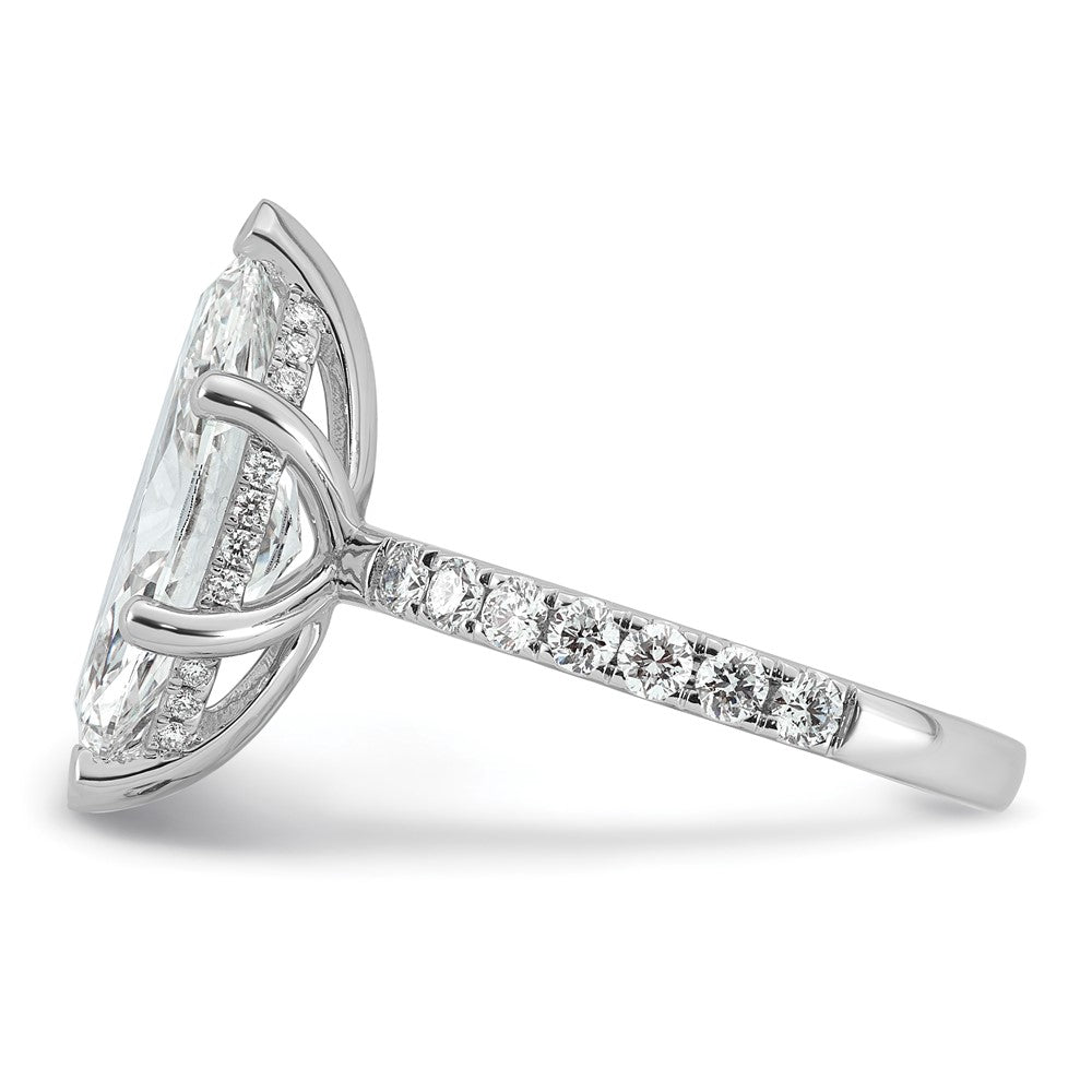 14kw 4 5/8ct Cert Lab Grown Dia VS+ F+ Marquise Comp w/ Flair Eng Ring
