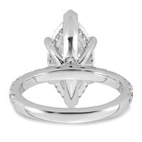 14kw 4 5/8ct Cert Lab Grown Dia VS+ F+ Marquise Comp w/ Flair Eng Ring