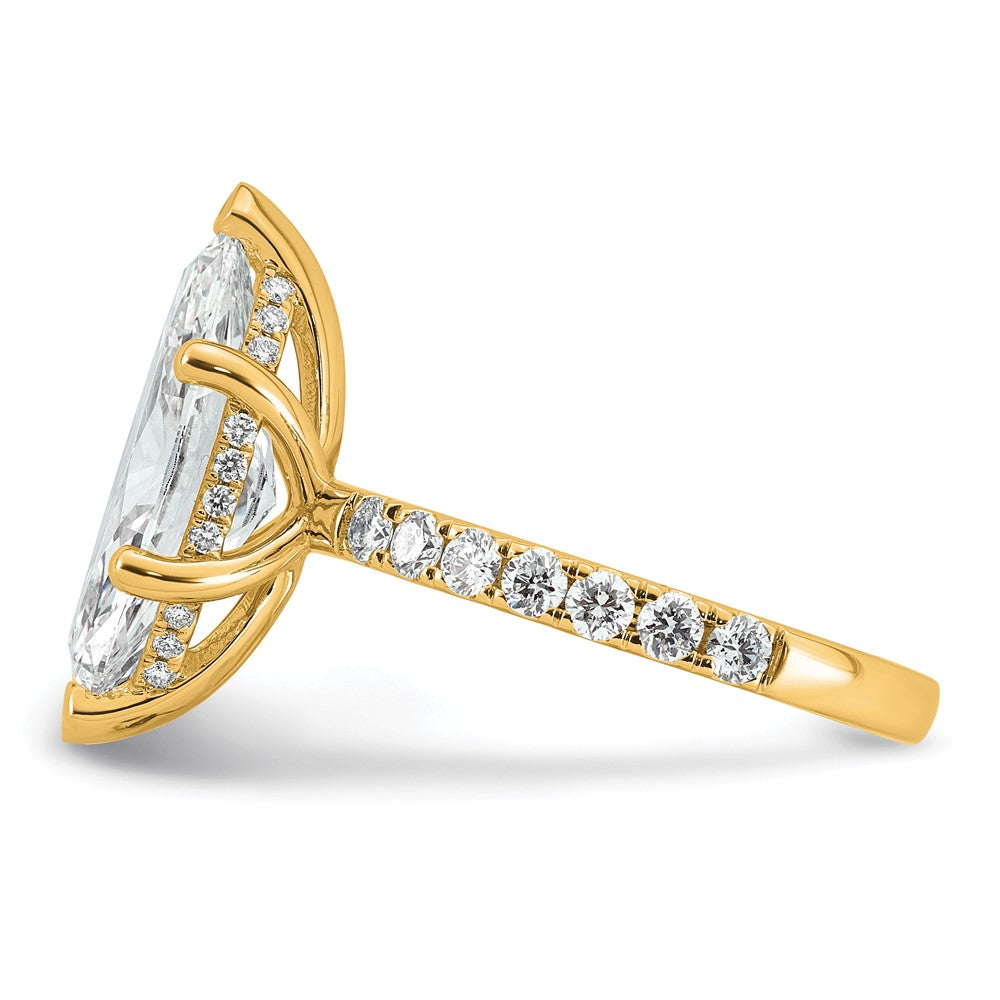 14k 4 5/8ct Cert Lab Grown Dia VS+ F+ Marquise Comp w/ Flair Eng Ring