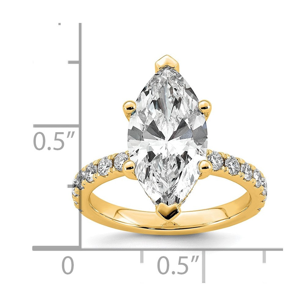 14k 4 5/8ct Cert Lab Grown Dia VS+ F+ Marquise Comp w/ Flair Eng Ring