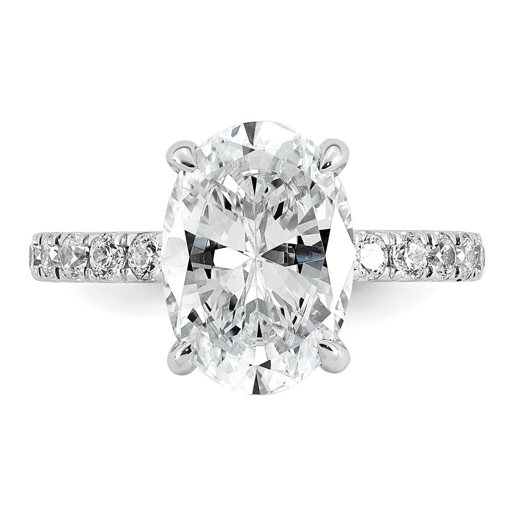 14kw 4 5/8ct Cert Lab Grown Diamond VS/SI+ G+ Oval Comp Solitaire Eng Ring