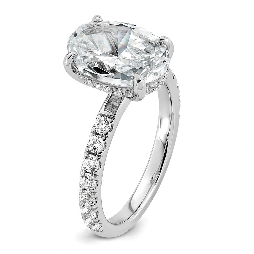 14kw 4 5/8ct Cert Lab Grown Diamond VS+ F+ Oval Comp Solitaire Eng Ring
