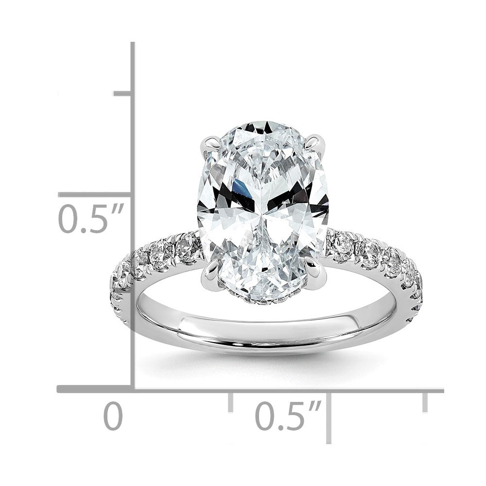 14kw 4 5/8ct Cert Lab Grown Diamond VS+ F+ Oval Comp Solitaire Eng Ring