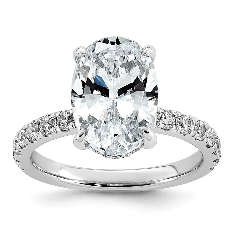 14kw 4 5/8ct Cert Lab Grown Diamond VS+ F+ Oval Comp Solitaire Eng Ring