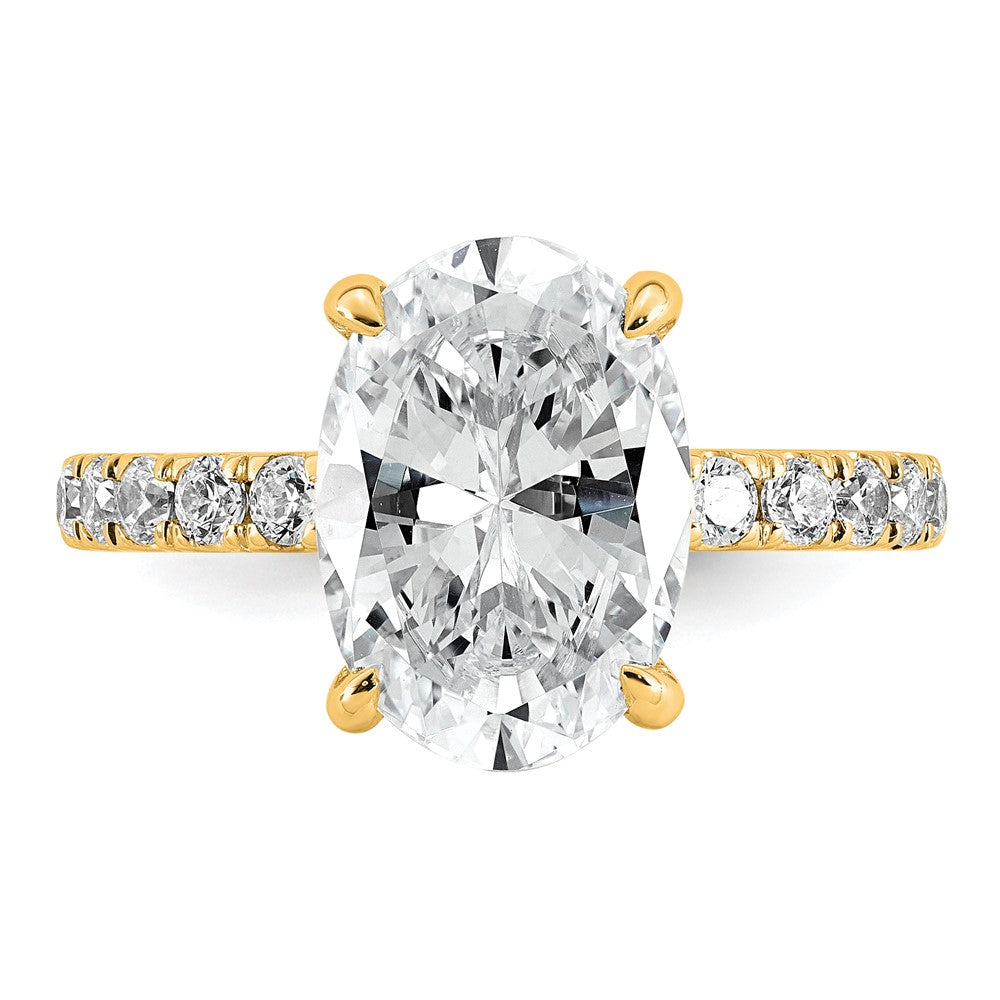 14k 4 5/8ct Cert Lab Grown Diamond VS+ F+ Oval Comp Solitaire Eng Ring