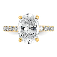 14k 4 5/8ct Cert Lab Grown Diamond VS/SI+ G+ Oval Comp Solitaire Eng Ring