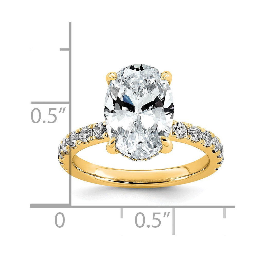 14k 4 5/8ct Cert Lab Grown Diamond VS/SI+ G+ Oval Comp Solitaire Eng Ring