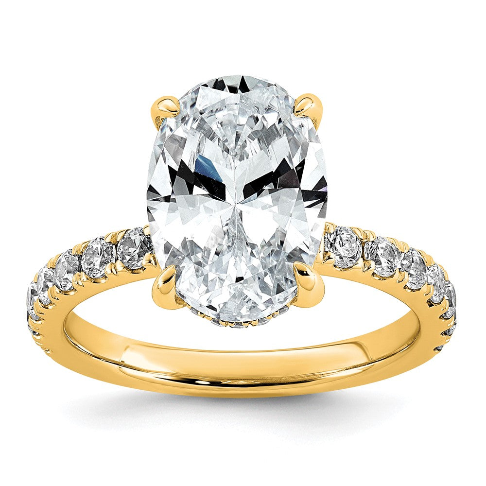 14k 4 5/8ct Cert Lab Grown Diamond VS/SI+ G+ Oval Comp Solitaire Eng Ring