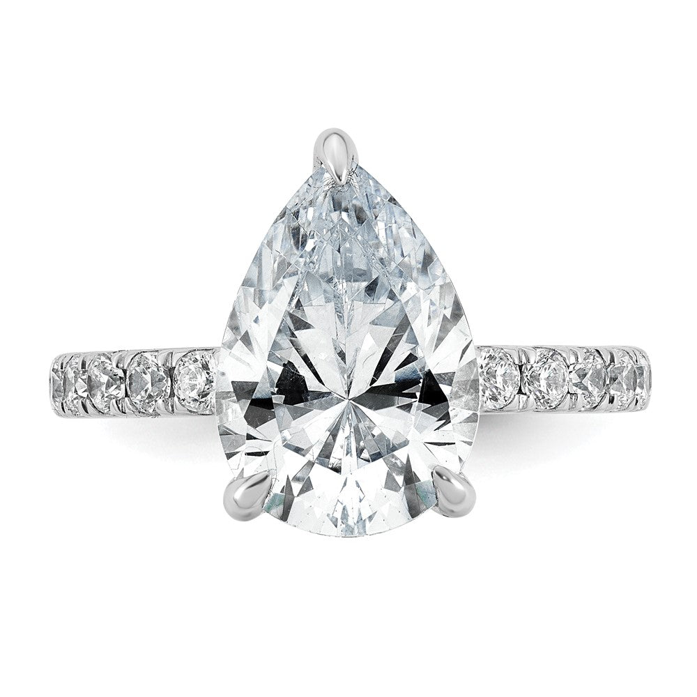 14kw 4 3/4ct Cert Lab Grown Diamond VS+ F+ Pear Comp Solitaire Eng Ring