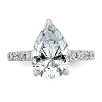 14kw 4 3/4ct Cert Lab Grown Diamond VS/SI+ G+ Pear Comp Solitaire Eng Ring