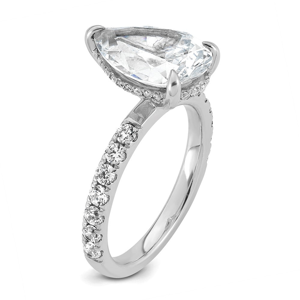 14kw 4 3/4ct Cert Lab Grown Diamond VS+ F+ Pear Comp Solitaire Eng Ring