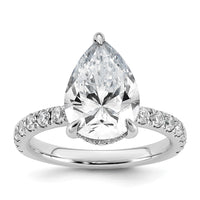 14kw 4 3/4ct Cert Lab Grown Diamond VS/SI+ G+ Pear Comp Solitaire Eng Ring