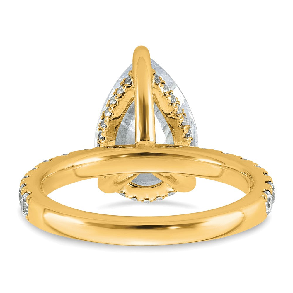 14k 4 3/4ct Cert Lab Grown Diamond VS+ F+ Pear Comp Solitaire Eng Ring