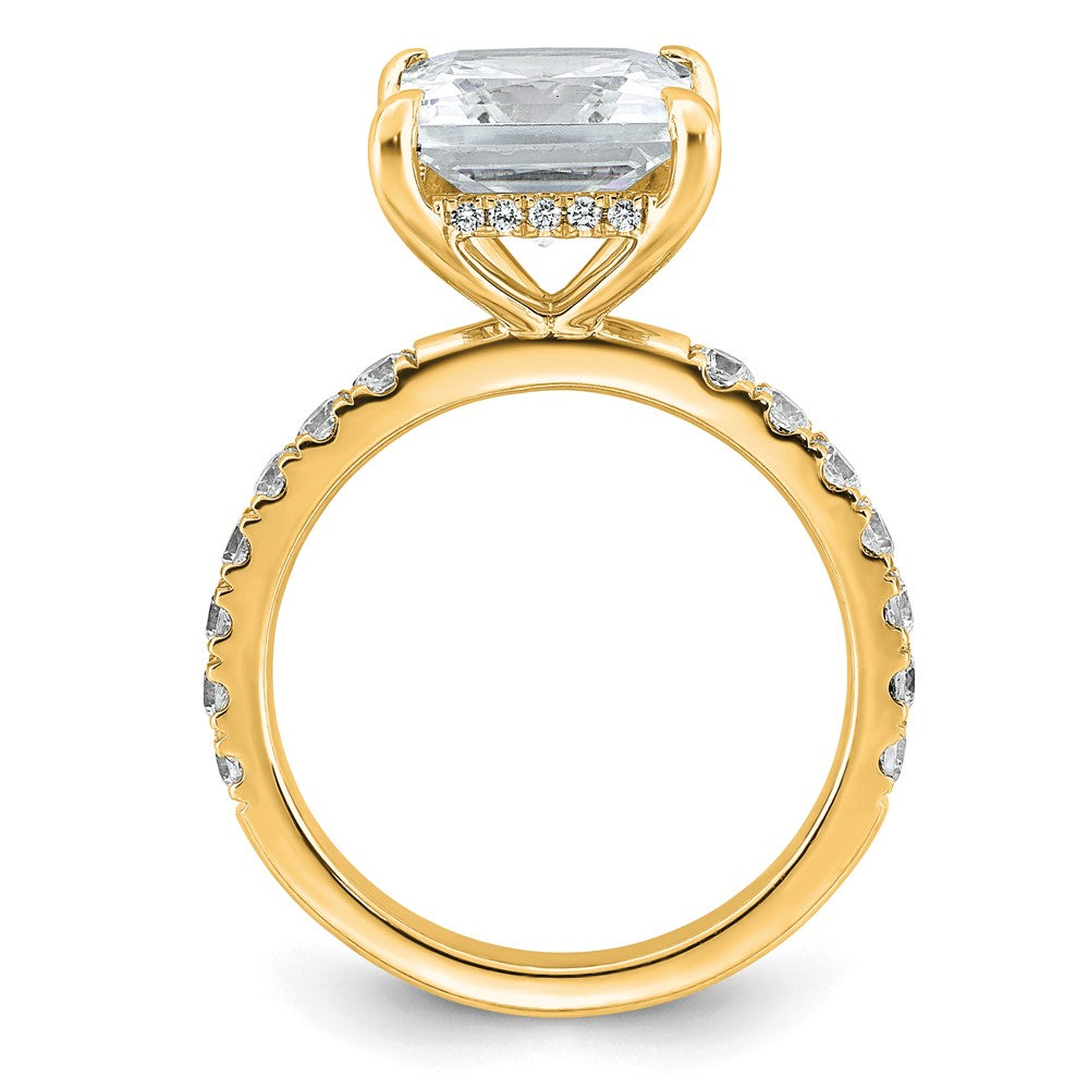 14k 4 3/8ct Cert Lab Grown Dia VS/SI+ G+ Princess Comp Solitaire Eng Ring