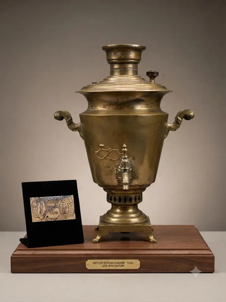 Samovars from Tula often feature stamps indicating the factory or the maker