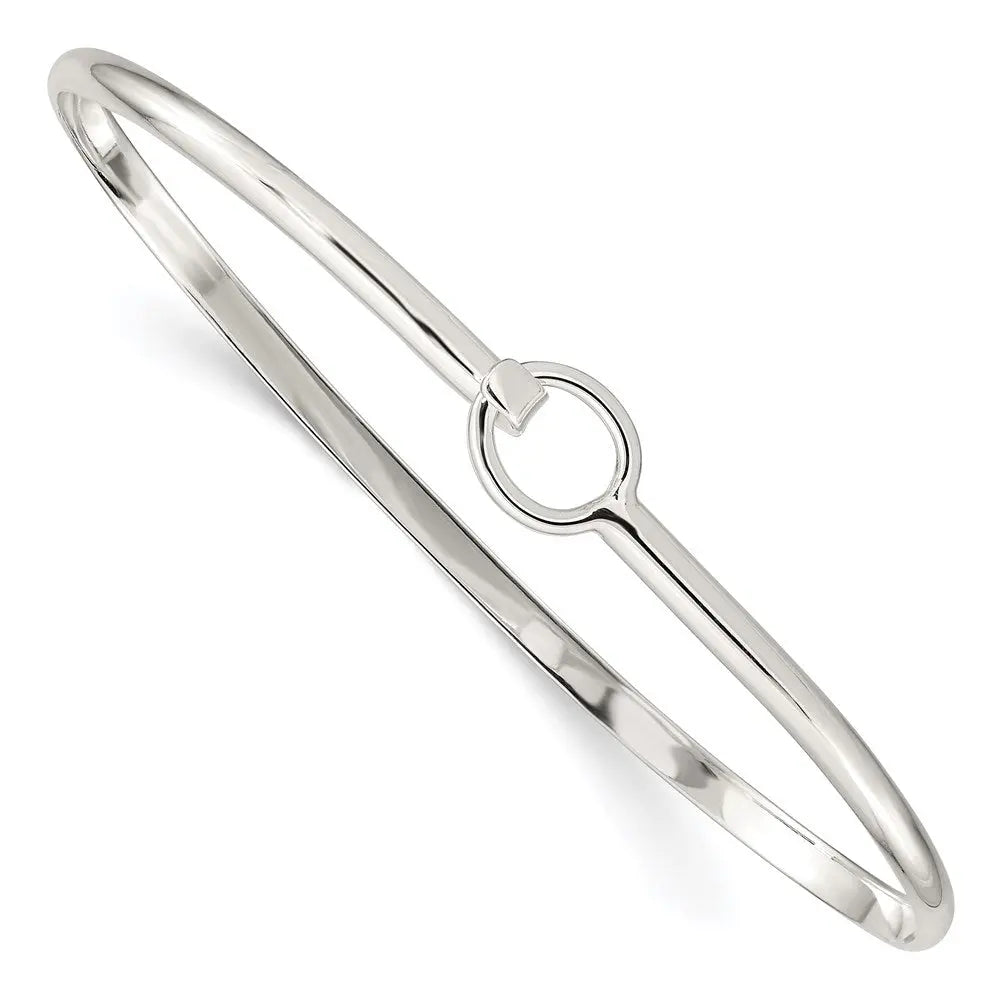 Sterling Silver Oval with Hook Closure Bangle Bracelet