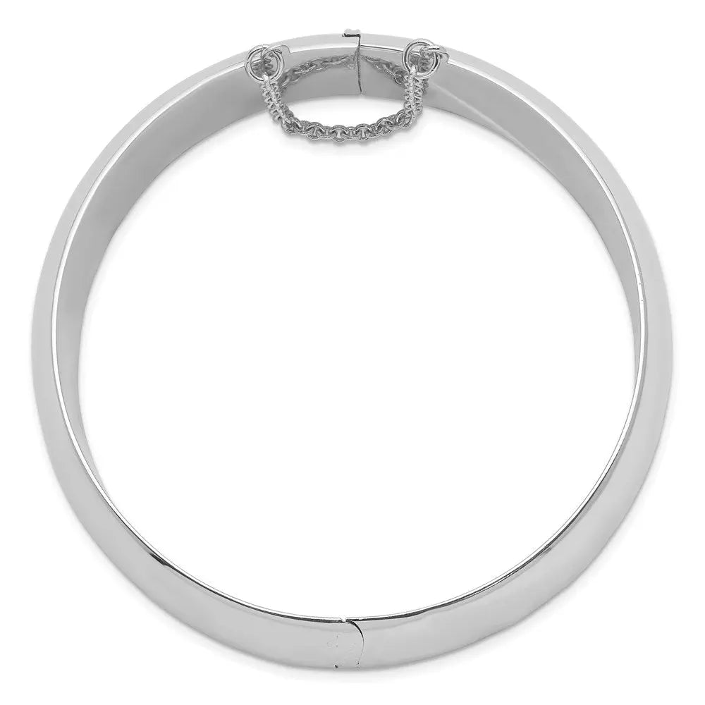 Sterling Silver Rhodium-plated 20mm Fancy Hinged Bangle Bracelet