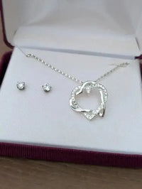 Sterling Silver knot pendant necklace and earrings set - 925 Italy - Gift ABC Jewelery