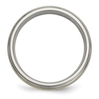Titanium Brushed Center w/14k Yellow Inlay 6mm Ridged Edge Band