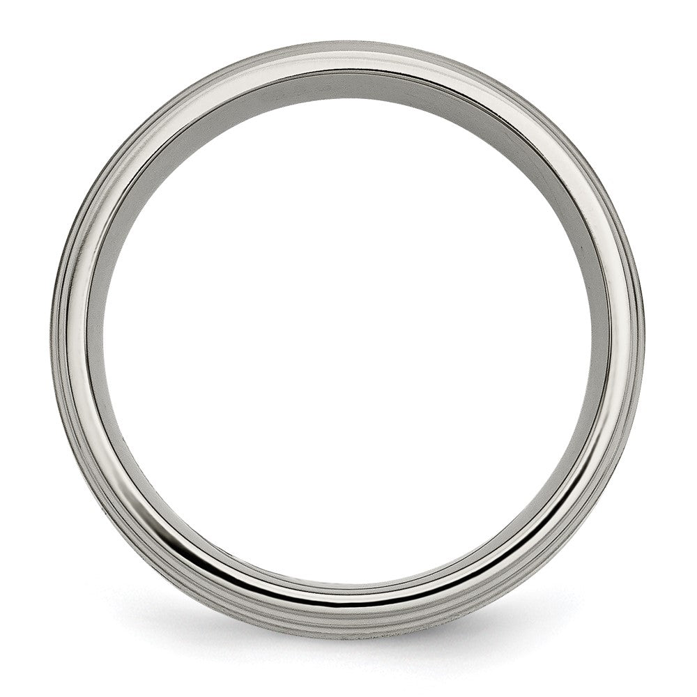 Titanium Brushed Center w/14k Yellow Inlay 8mm Ridged Edge Band