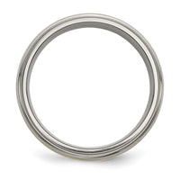 Titanium Brushed Center w/14k Yellow Inlay 8mm Ridged Edge Band