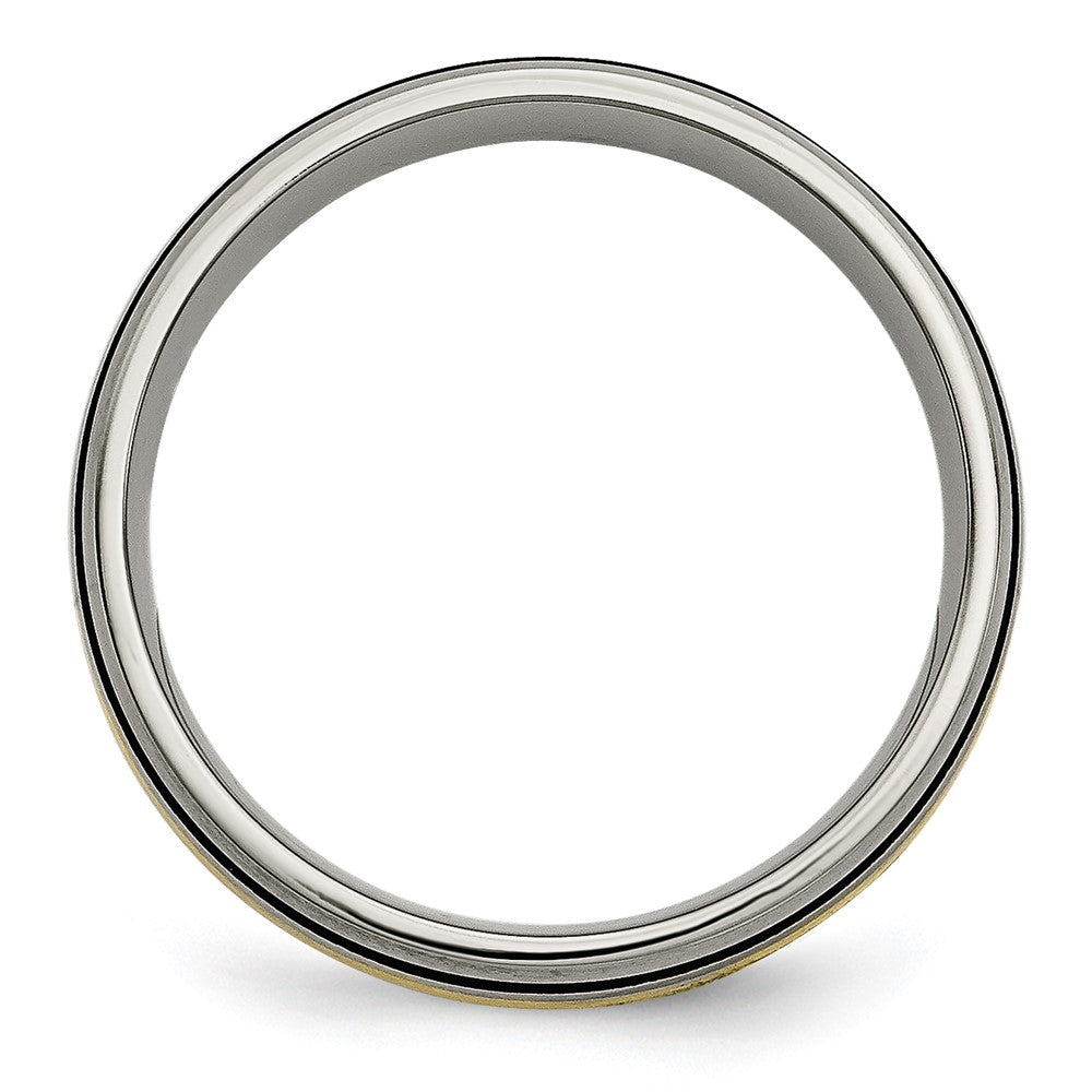 Titanium Antiqued and Brushed w/14k Yellow Inlay 6mm Grooved Band