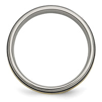 Titanium Antiqued and Brushed w/14k Yellow Inlay 6mm Grooved Band