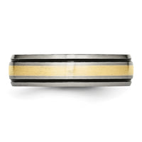 Titanium Antiqued and Brushed w/14k Yellow Inlay 6mm Grooved Band