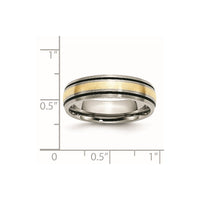 Titanium Antiqued and Brushed w/14k Yellow Inlay 6mm Grooved Band