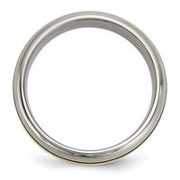 Titanium Antiqued and Brushed w/14k Yellow Inlay 8mm Grooved Band
