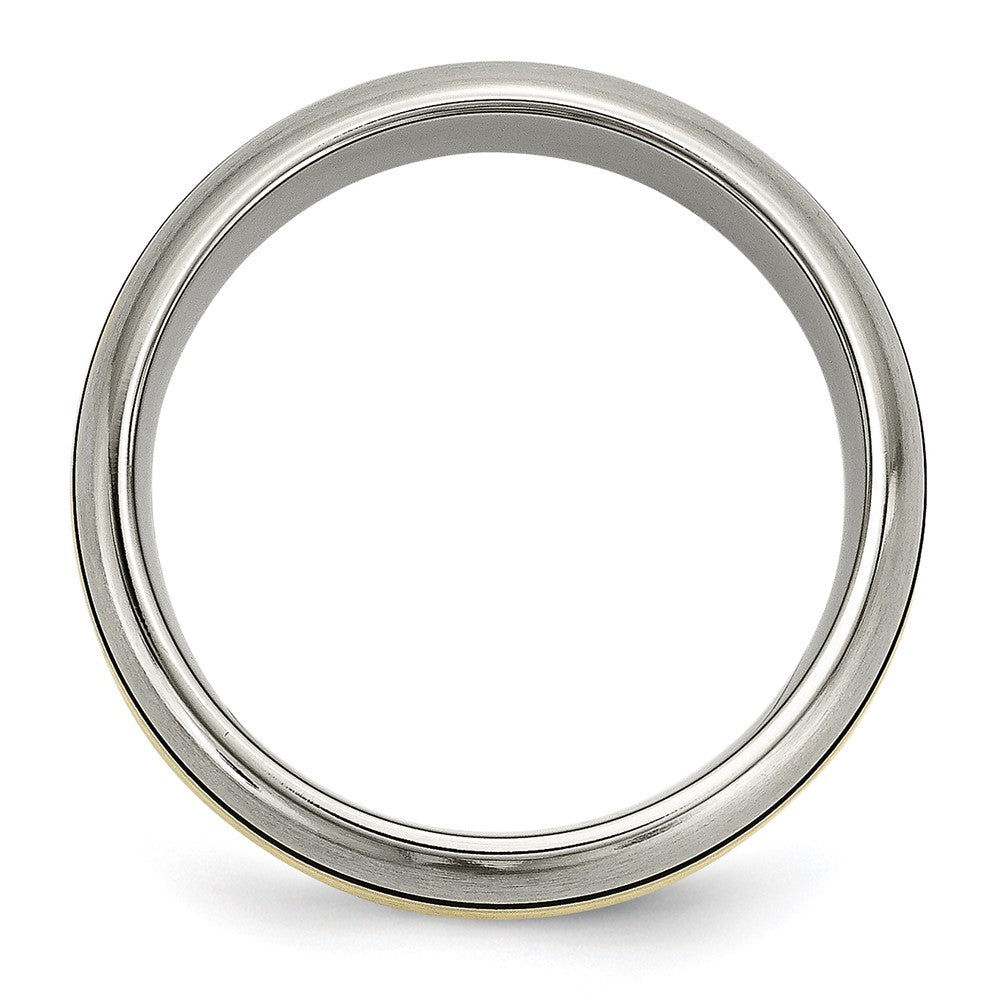 Titanium Antiqued and Brushed w/14k Yellow Inlay 8mm Grooved Band