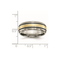 Titanium Antiqued and Brushed w/14k Yellow Inlay 8mm Grooved Band